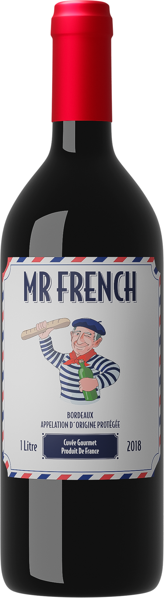 Mr. French - Cuvée Gourmet 2018 Bordeaux AOC -Terre de Vignerons 100 cl. flaske; et kup til prisen!