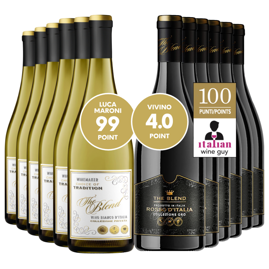 GULDKOMBI - THE BLEND RØDVIN & HVIDVINS KASSE 12 FL.