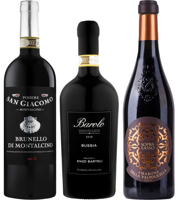 ITALIENSK SMAGEKASSE - KONGEVINE: BAROLO, BRUNELLO & AMARONE
